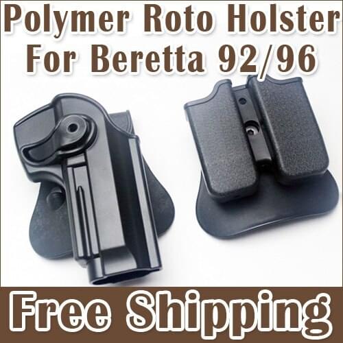 IMI DEFENSE Polymer Retention Roto Holster and double magazine holster Fits Beretta 92/96/M9 All in one holster