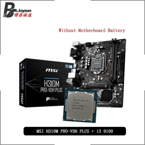 Intel Core i3 9100 CPU + MSI H310M PRO VDH PLUS Motherboard Suit With integrated graphics card LGA 1151 New but without cooler