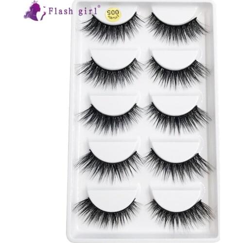 Flash Girl 3D Mink Lashes Wholesale 5 Pairs Individual Beauty Lashes Soft High Grade False Eyelash Extension for Makeup 005