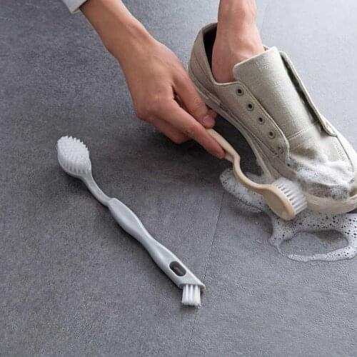 Double-headed long-handled shoe brush, cleaning brush, multifunctional brush, decontamination, multi-purpose laundry brush