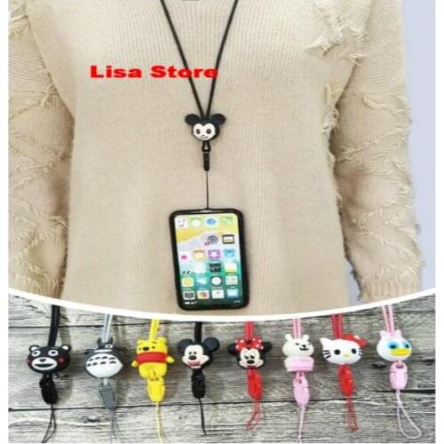 50pc 43CM Silicone Cartoon Doll Lanyard Neck Strap for keys ID Card Mobile Phone Strap for iphone Samsung Badge Holder Hang Rope
