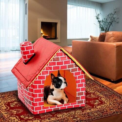 Foldable Dog House Pet Bed Tent Cat Kennel Indoor Portable Travel Puppy Mat Pet House Sofa Sleeping Bag Winter Nest Kennel Dogs