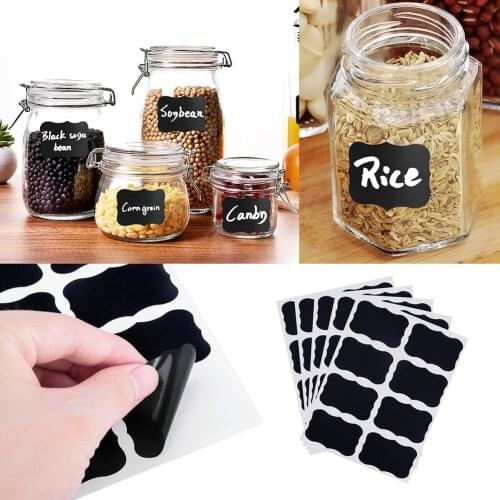 32-128pcs Glass Jar Bottle Tags Sticker Chalkboard Home DIY Stickers Labels Stickers Home Kitchen Jars Sticker Blackboard Shape