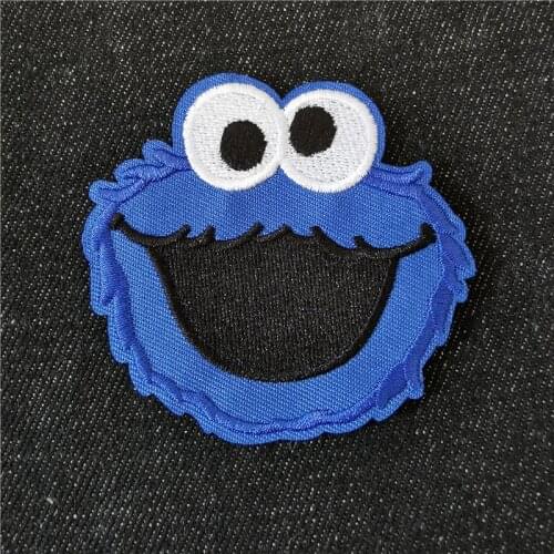 Eimo Iron-on transfers Patches Cartoon Cookie PVC Embroidery Decal for Clothing Sewing Applique Decorative Badges Sesame Street