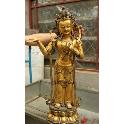 USPS to USA S1245 32" Tibet Bronze Gilt Buddhism Vajra Buddha Statue Tara Kwan-Yin Guan Yin Joss