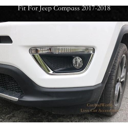 Front Fog Light Eyebrow Cover Lamp Protector Trim For Jeep Compass 2017 2018 Exterior ABS Chrome Sticker Car-styling Accessories