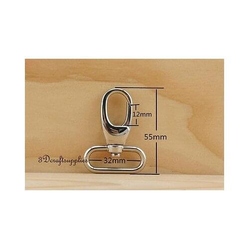 Lobster Clasps Clips Claw purse hooks Swivel snap hook nickel 32 mm 6pcs CF1