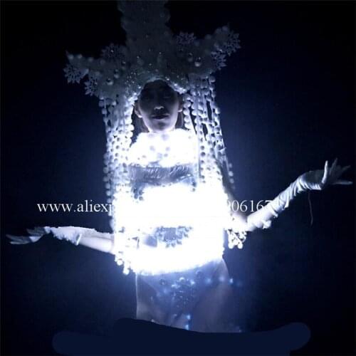 Led Sexy Lady Light Up Party Dress DS B Clothing Led Luminous Christmas Performance DJ Singer Cosplay Clothes Dance Suit