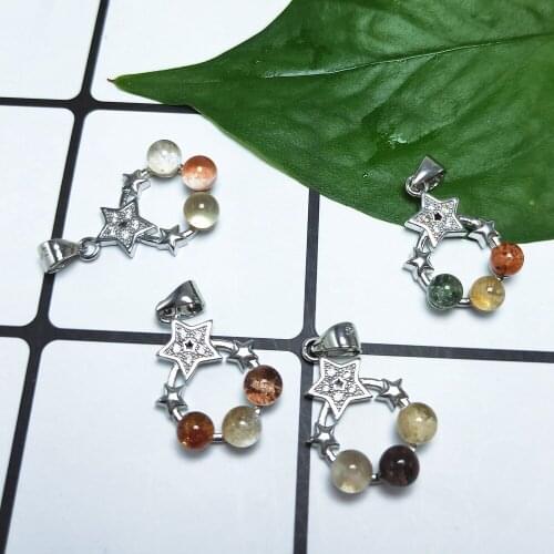 1pcs Crystal pendnat Natural garden quartz pendants ghost stone necklace Crystals Healing Love Gift