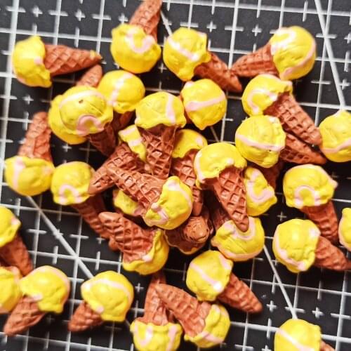 1pcs/lot resin brown scoop of ice cream cone 19mm Cabochons Hair Bow Center Card Frame Making Craft DIY