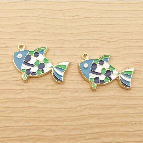 10pcs 17x25mm fish charms enamel charm for jewelry making and crafting fashion earring pendants