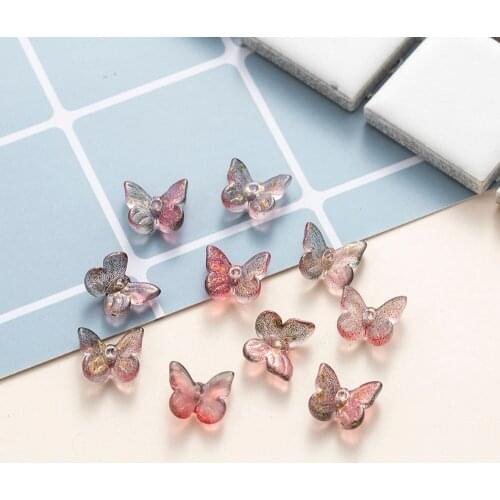 10 Pcs/pack DIY Colorful Butterfly Nail Art Decorations Matte Gradient Glitter Manicure Decals Accessories Resin Ornament