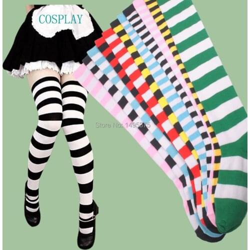 120pairs/lot striped knee high socks Hot Sale Girls Women High Sock Over Knee Socks