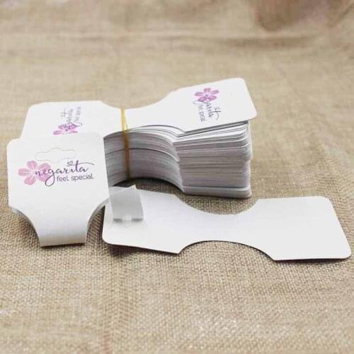 2000pcs Custom logo jewelry necklace folded card pearl paper self adhesive sticker labe necklace display card personalized logo