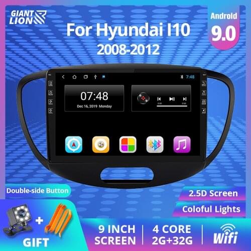 2Din Android 9.0 Car Radio For Hyundai I10 2008-2012 Car Muitimedia Video Navigation GPS Player Stereo Receiver 2Din DVD Player