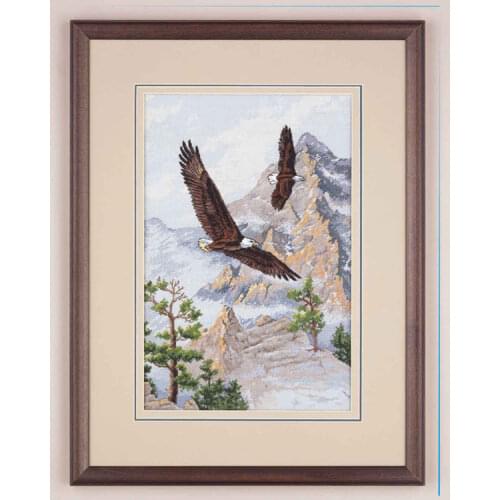 Lovely Gold Collection Counted Cross Stitch Kit Soaring the Peaks Eagle Eagles and Mountain dim 03766 3766