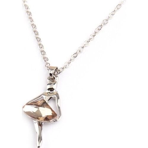 Free Shipping Fashion Vintage Pretty Dress Smoky Crystal Fairy Charm Pendant women necklace