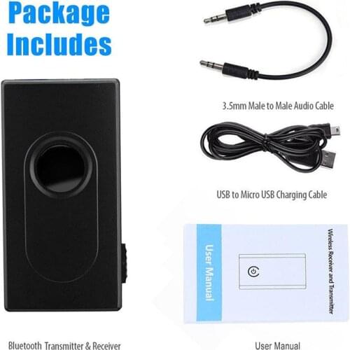 Bluetooth 4.2 Transmitter Receiver Wireless Stereo Audio Music Adapter with 3.5mm Audio Cable For Computer Headphone Speaker