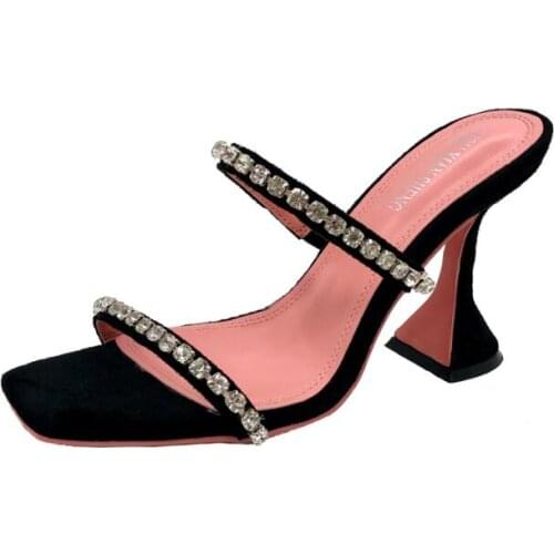 Carpaton Fashion Strange Heels Woman Sandals Summer Open Toe Crystal Embellished Party Dress Shoes ladies Wedding Heels