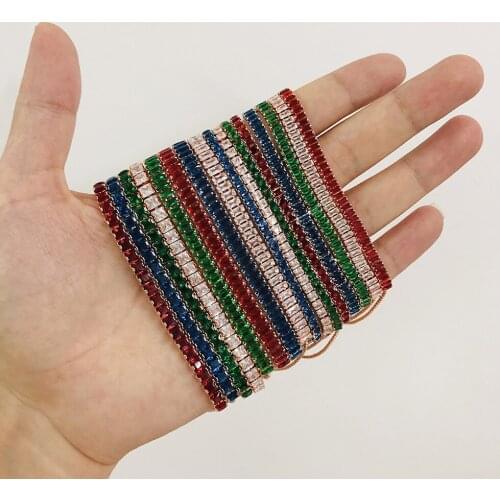 Dazzling Colour Gem Crystal Bracelet Bridal Wedding Jewelry Zircon Charm Bracelet Girl Birthday Christmass Gift Lovers Jewelry