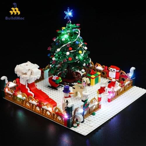 BuildMOC Christmas Paradise Tree Winter Village House Santa Claus Figures Moc Building Blocks Street View Bricks Christmas Gifts