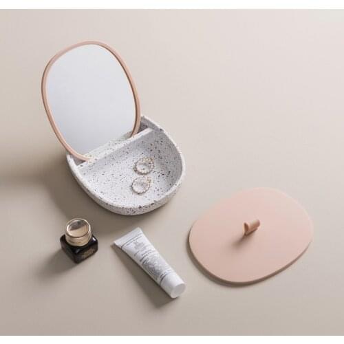 Household Portable Jewelry Box Multifunctional Travel Mini Earrings Ring Lipstick Storage Box with Mirror and Silicone Seal Lid
