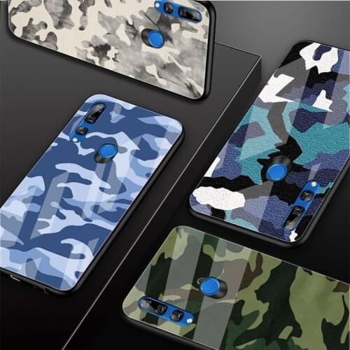 Camouflage Pattern Tempered Glass Phone Case For Huawei honor 8X 9 10i 20i 20Lite 20Pro 30 Pro Cover Shell