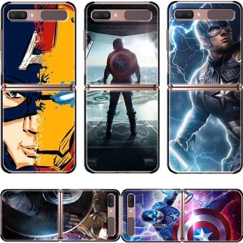Marvel Avengers Captain America Super Hero For Samsung Galaxy Z Flip 3 5G Black Mobile Shockproof Hard Capa Fundas Phone Case