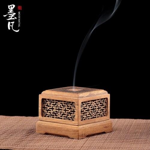 Teak openwork incense coil furnace wooden incense burners aromatherapy incense holder incense tray