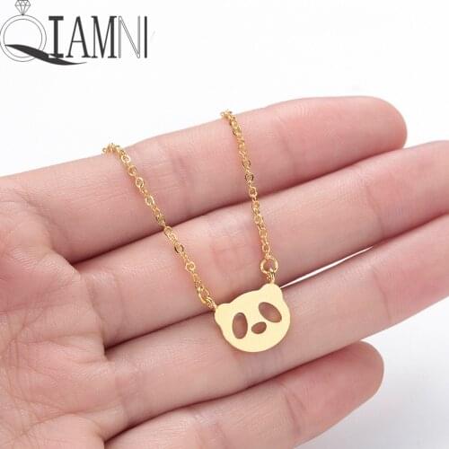 QIAMNI Cute Animal Baby Panda Pendant Necklace Choker Cartoon Mascot Jewelry Birthday Gift for Women Girls Fashion Accessories