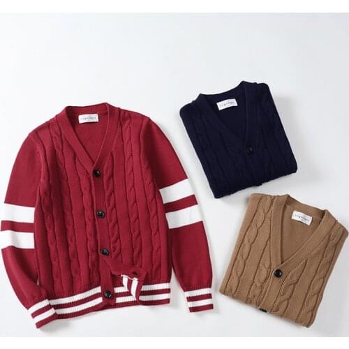Brand Children Sweater Winter Autumn Kids Knitted Sweaters for Boys Cardigan Baby Jacket Striped V Neck Coat Big Girls Sweater