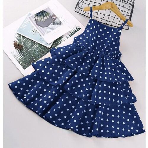 Kids Layered Polka Dot V-neck Sleeveless Dress girls clothes girl dress kids dresses girls