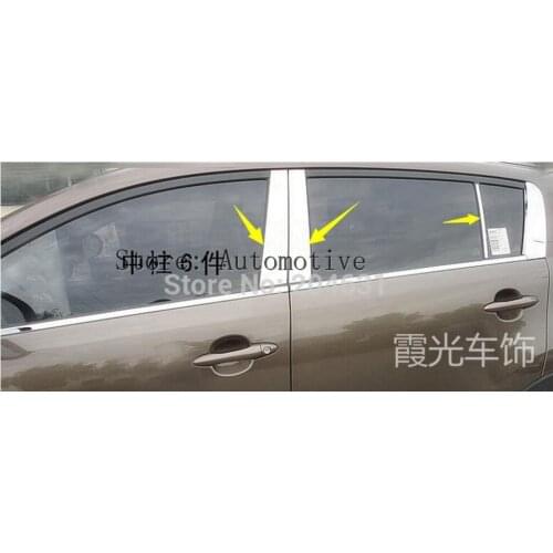 For 2011/2012 2013 2014 for KIA Sportage window trim window chrome decoration trim B pillar 6pcs/set