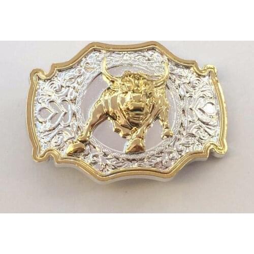Hot Sale Cowboy Buckle With Gold Color 3D Sliver Bulls Metal Buckles suitable for 4cm wideth belt with continous stock