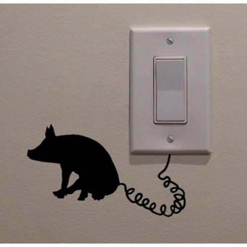 DIY Art Pig with Tail Connected Fashion Switch Sticker Living room Bedroom Decorative Wall Stickers Vinyl Murals JG3621