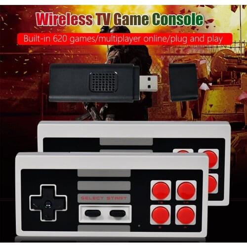 New PK02 USB Game Console Stick 8 Bit Wireless Gaming Controller Build In 620 Classic Video Games Player For TV Gamer Two Player