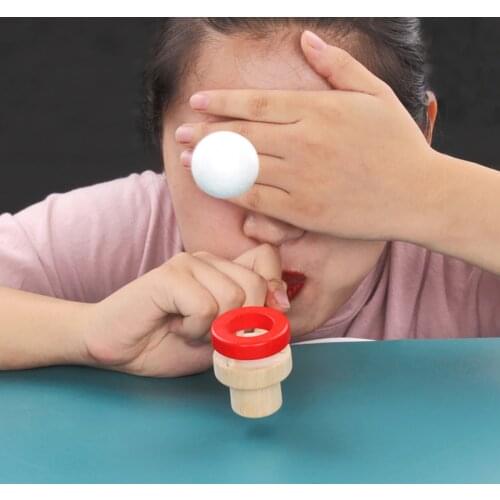 Montessori Classic Wooden Game Floating Ball Blow Pipe & Balls Blowing Desktop Gadget Toys