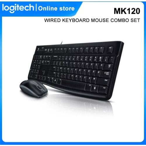 Logitech MK120 Wired Keyboard Mouse Combo Set Optical Mice Wired Keyboard Mouse For Computer