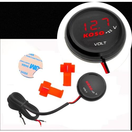 KOSO Motorcycle Voltmeter Voltage Gauge For Yamaha XMAX NMAX Y15 ZR LC135 Universal Round Mini LED Digital