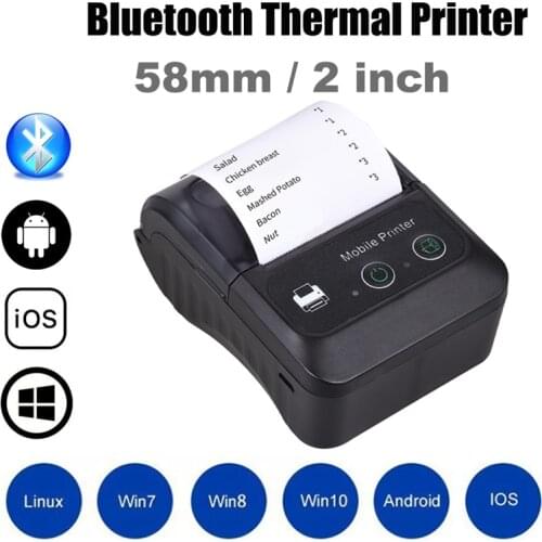 Mini Portable Bluetooth Thermal Printer 58mm for Android & iOS Handheld Wireless Thermal Receipt Printers Label Imprimante Papel