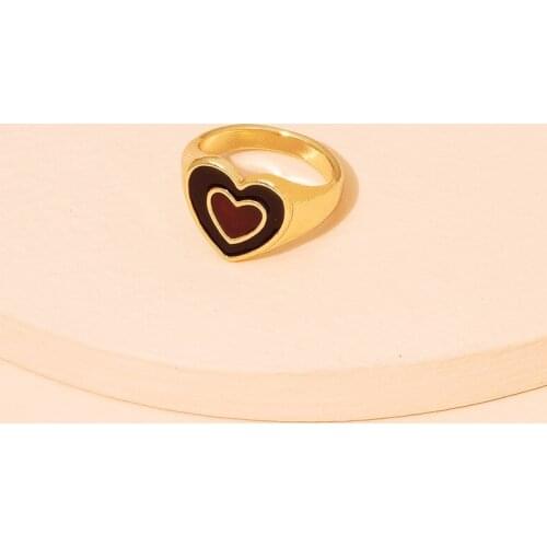 Fashion heart gold ring woman ring