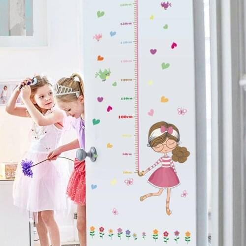 Cartoon Girls Wall Stickers Height Ruler Measure Childrens Room Kids Room Nursery for Party Decoration Art Mural Poster