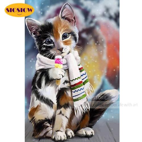 5D Diamond Painting Kits Cat Full Square Diamond Embroidery Cats Animals Cross Stitch Rhinestone Art Hobby Gift Home Decor Room