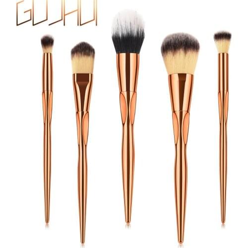 GUJHUI 5PCS Golden Makeup Brushes Set pincel maquiagem Cosmetics maquillaje Makeup Powder Eyeliner Lip Brush Tool
