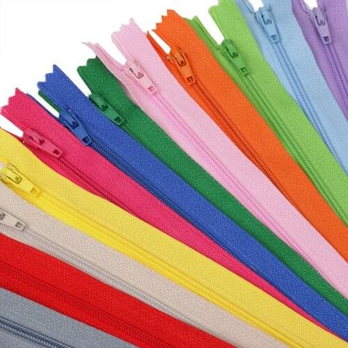 20pcs 20CM Colorful 3# Nylon Access Control Zipper Auto Lock Closed-End Zipper Pants Clothing Zipper for Bag Pants