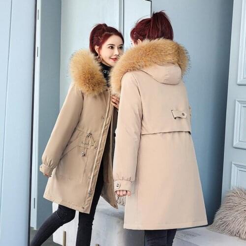 2021 New Cotton Clothes, Womens Middle And Long Style, Overcome Plush Cotton Padded Jacket, Leisure Korean Winter Womens Coat
