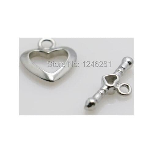 10PCS wholesale clasp Fittings for Accessory DIY Hardware Metal heart shape Silver-plate Machining metal parts Jewelry Making