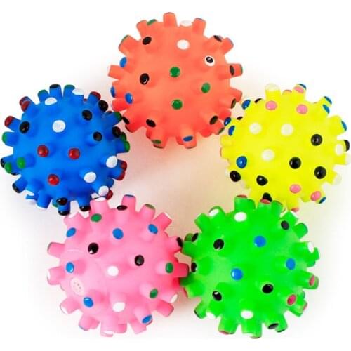 Pet Puppy Dog Squeaky Fetch Ball Toys Bite Resistant Squeeze Chew Toy for Aggressive Chewers Cute Ball Design Small Spiky Ball
