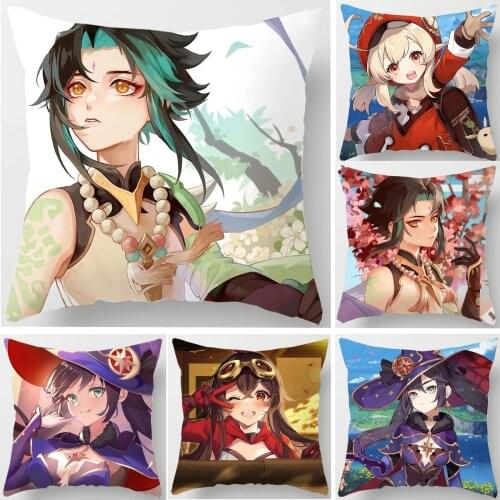 45X45cm Genshin Impact Pillowcase Kawaii Loli Girl Hugging Body Pillow Sexy Anime Game Cushion Cover Car Sofa Throw Pillow Waifu