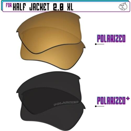 EZReplace Polarized Replacement Lenses for - Oakley Half Jacket 2.0 XL Sunglasses - BlackPPlus-GunmetalP